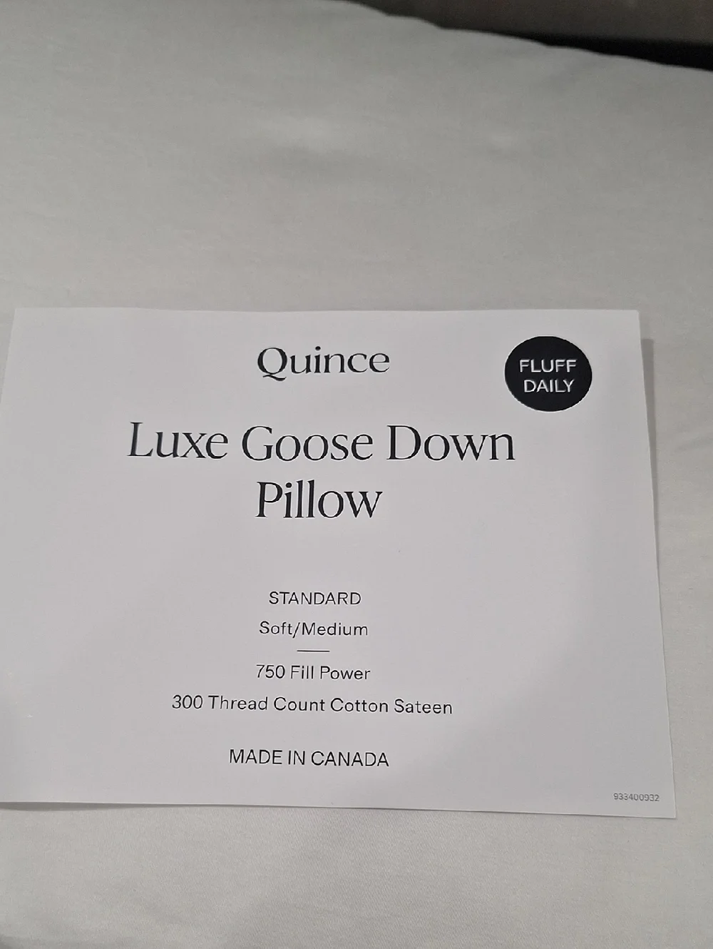 Quince White & Cream Luxe goose Down Pillow